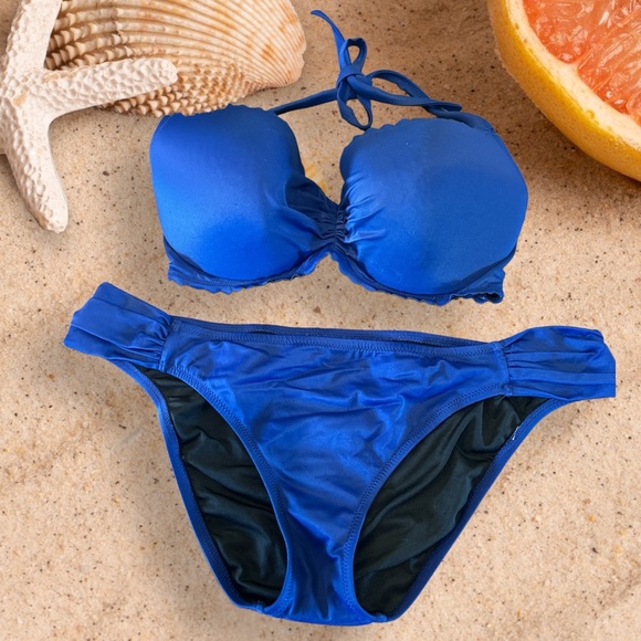 Victorias Secret Royal Blue Halter Neck Bikini Size XL - Picture 2 of 9